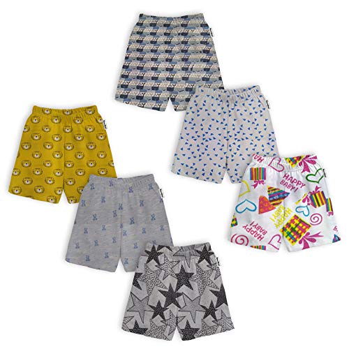 Image of Tinchuk Regular Unisex Printed Shorts, Regular Shorts for Girls and Boy's, (Set of 6, Multi-Coloured)