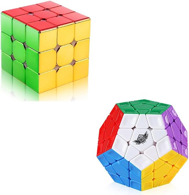 D-FantiX Espejo magnético reflectante Speed Cube 3x3x3 y Cyclone Boys 3x3 Megaminx Cubo de velocidad sin adhesivo