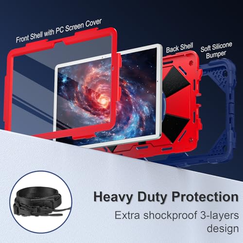 Image of Scnioy for Galaxy Tab A11+ Plus / A9+ Case 11 Inch 2025 /2023, Navy Red