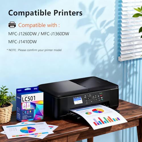 Image of COMBUY LC501 Ink Cartridges 4-Pack Compatible for Brother LC501 LC 501 LC501XL Ink Cartridges LC501BK LC501C LC501M LC501Y use with Brother MFCJ1360dw MFC-J1360DW MFC-J1260DW MFC-J1410DW Printers