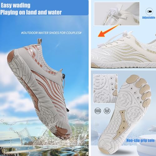 Grounding Barefoot Shoes, Hike Balance Barefoot Shoes for Women Men Lightweight Non-Slip Breathable Soft Comfortable Walking Wading Water Allround Shoe(Blue1,Women8/6men)4