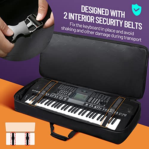 Cahaya 61 Key Keyboard Case Electric Keyboard Piano Gig Bag Portable 600D Oxford Cloth 12Mm/0.5Inch Thick Padded Case With Side Handles And Adjustable Shoulder Straps Cy0315 #TOP2