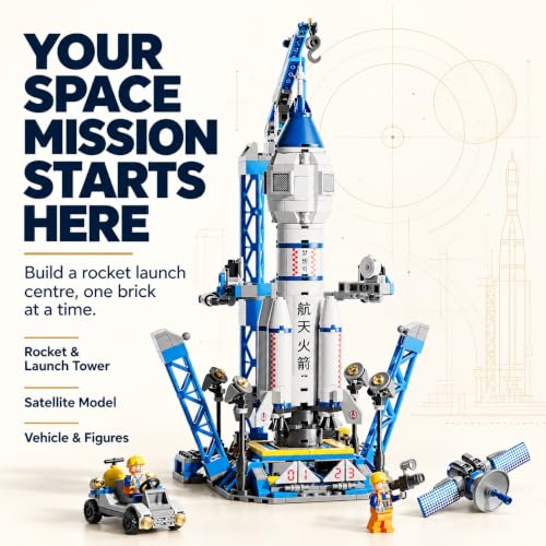 Image of Rocket Launch Center Building Blocks Set - 557+ Pcs STEAM /STEM Space Science Toy for Kids 6-12 | Educational Rocket Model Kit | Comes in Colorful Gift Box | 12 Months Manufacturing Warranty
