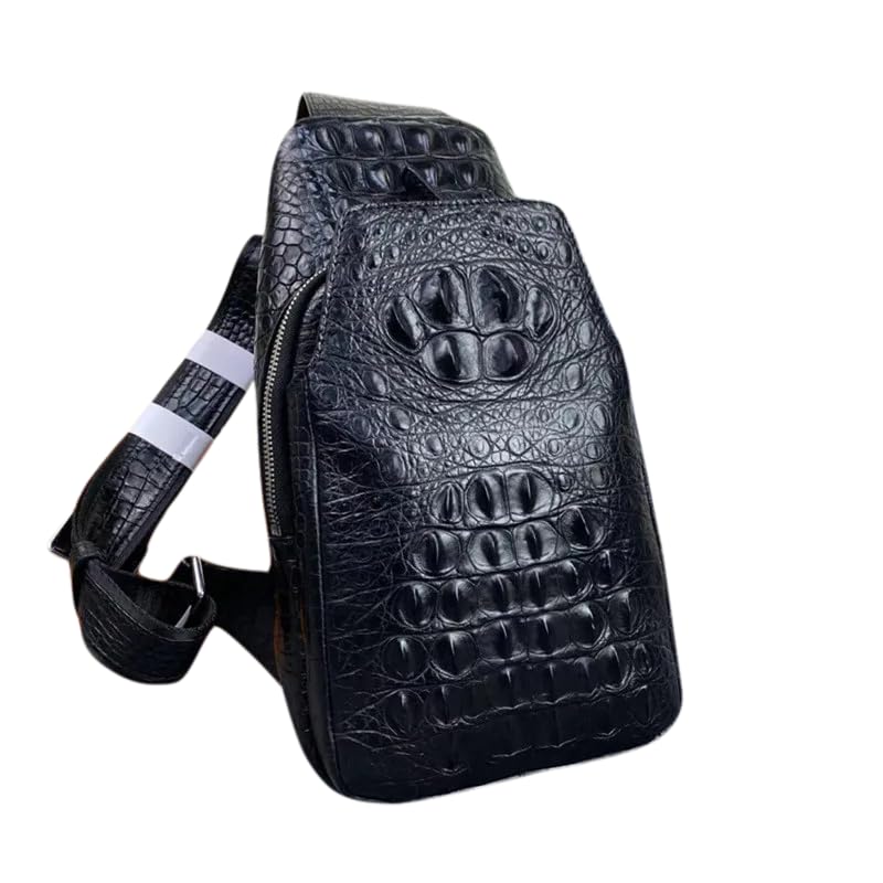 Authentic Real True Alligator Leather Men's Casual Chest Bag Genuine Exotic Crocodile Skin Male Cross Shoulder Bag Travel Bag