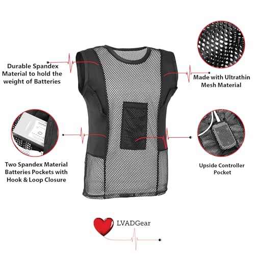 Mens Mesh Tank Top for HeartMate 2 & 3 Breathable Tank Top with Battery Controller Pockets, Ultra-Light Mesh Fabric3
