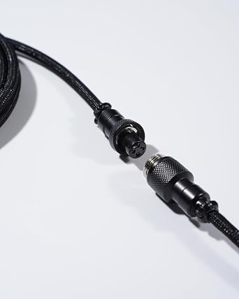 GravaStar Coiled Aviator USB to Type-c Mechanical Keyboard Compatible Gaming Cable, 1.85m, Black