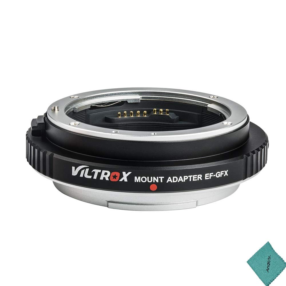 ViltroxEF-GFX Auto Focus Lens Mount Adapter USB Upgrade for Canon EF EF-S Lens to GFX-Mount Med-Format Cameras for Fuji GFX 50S/ 50R with Andoer Cleaning Cloth