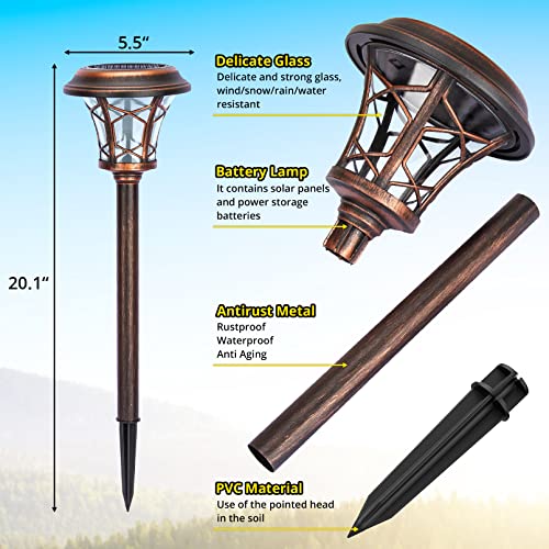 Ilanck 6 Pack Stainless Steel 20 Lumen Super Bright Waterproof Outdoor Solar Lights,Glass Shade Color Changing + Warm White Led Solar Lights For Yard Pathway Lawn Patio Driveway #TOP4