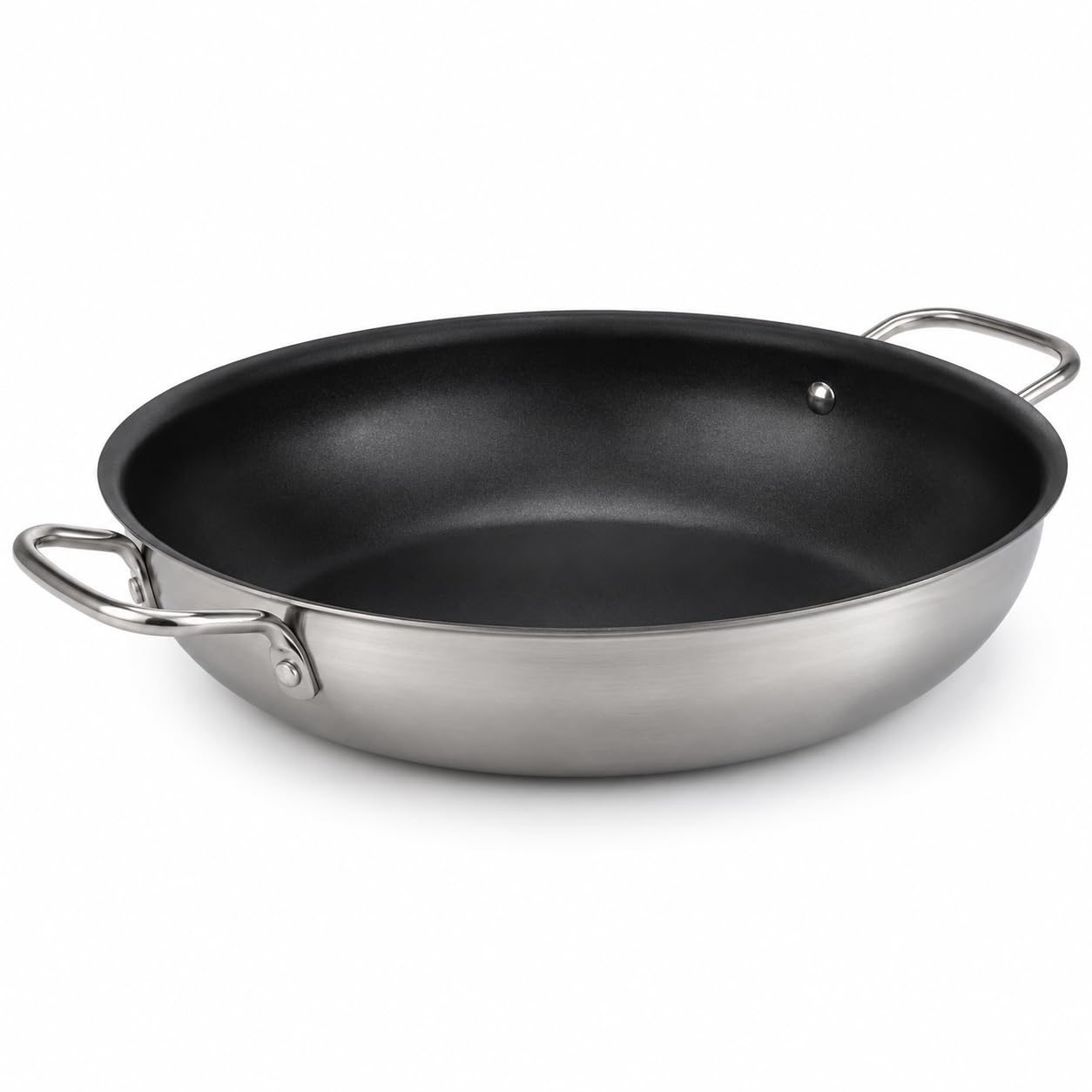 SS1 Series 12-Inch Stainless Steel Non-Stick Fry Pan with Aluminum-Clad Bottom by Glownary – 12 Inch, 10.25 liters, Stainless Steel, Silver, Model 473ssfry12xd