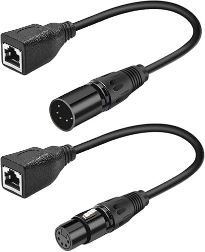 SiYear XLR - Cable adaptador RJ45 de 5 pines, XLR macho de 5 pines a RJ45 y XLR de 5 pines hembra a RJ45 hembra DMX Ethernet adaptador convertidor