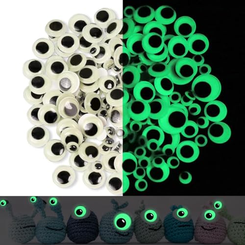 400 Pcs Wiggle Googly Eyes Self Adhesive Glow in The Dark Luminous Large Googly Eyes Plastic Glowing Eyes Sparkle for Craft DIY Decoration?8 10 12 15 20mm?