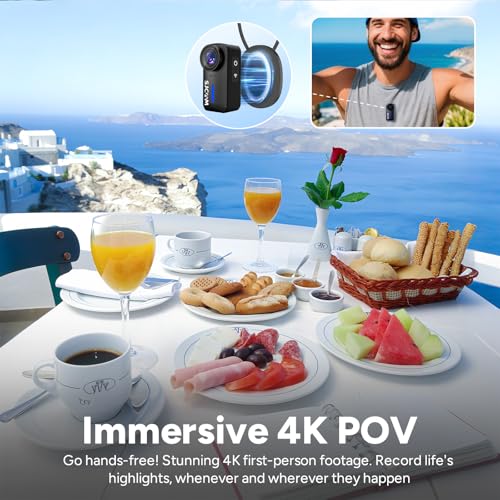 SJCAM C110 Mini cámara de acción impermeable, sin tarjeta, 4K 200 min | Zoom 8x, impermeable 30 m, Bodycam con grabación de audio y video, estabilización EIS, cámara de vlogging WiFi, cámara POV f/2.0 - imagen 3