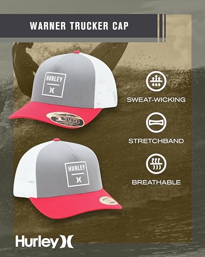 Image of Hurley Mens Trucker Hat - Flexible Quick Dry Fairway Mesh Trucker Hat for Men with Snapback Closure - Classic Mens Caps