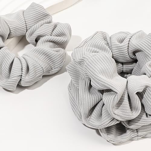 Image of Hair Scrunchies for Women - Hair Ties No Damage Both for Thick Hair or Thin Hair Curl Hair No Crease Gray Scrunchies Ponytail Holder No Hurt Your Hair