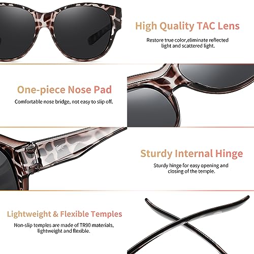 GEGURI Fit Over Glasses Polarized Sunglasses for Women & Men, Stylish Cat Eye Design Sun Glasses 100% UV Protection4