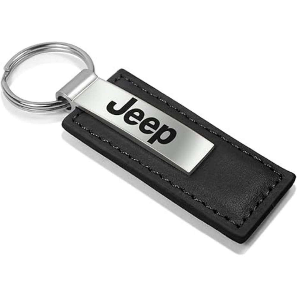 AU-TOMOTIVE GOLD, INC. Officially Licensed Black Leather Key Fob for Jeep