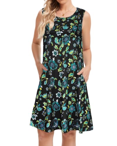 Image of CHICGAL Womens Summer Dresses Casual Loose Pleated Front Tshirt Sleeveless Tank Sundresses with Pockets 2026