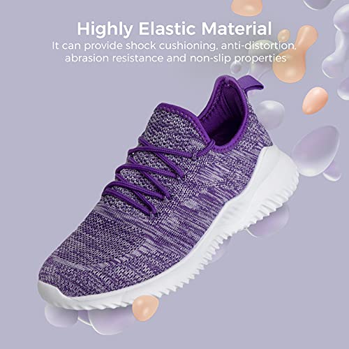 Image of Flysocks Slip On Sneakers for Women-Non Slip Gym Sports Shoes Lightweight Comfortable Walking Tennis Shoes, B- Purple Grey Mix, 8