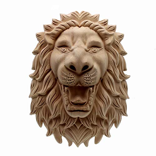 Beefs Woodcarving Lion Head Decal Corner Wood Applique For Home Decoration Maison Accessories Furniture Decor Decorative Long 30Cmx20Cm #TOP2