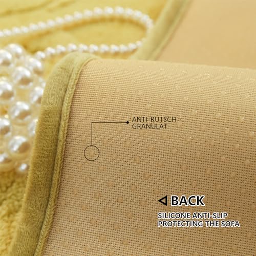 Funda de sofá felpa jacquard rosa protector antideslizante lavable para sofá forma L beige 70x180 5