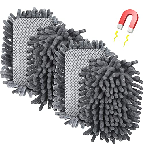 Epakh 4 Pieces Dry Erase Erasers Magnetic Whiteboard Eraser Washable Microfiber Shag for Classroom, Home and Office Use(Gray)