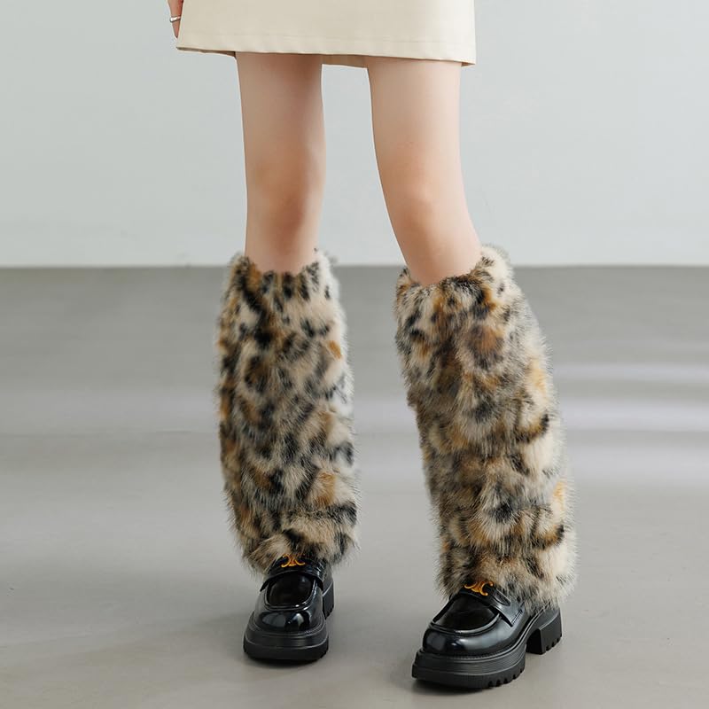 Image of Sexybody Leg Warmers for Women & Girls Y2K Kawaii Fluffy Fur Flared Leg Warmer Furry Goth Grunge Socks Harajuku Leopard