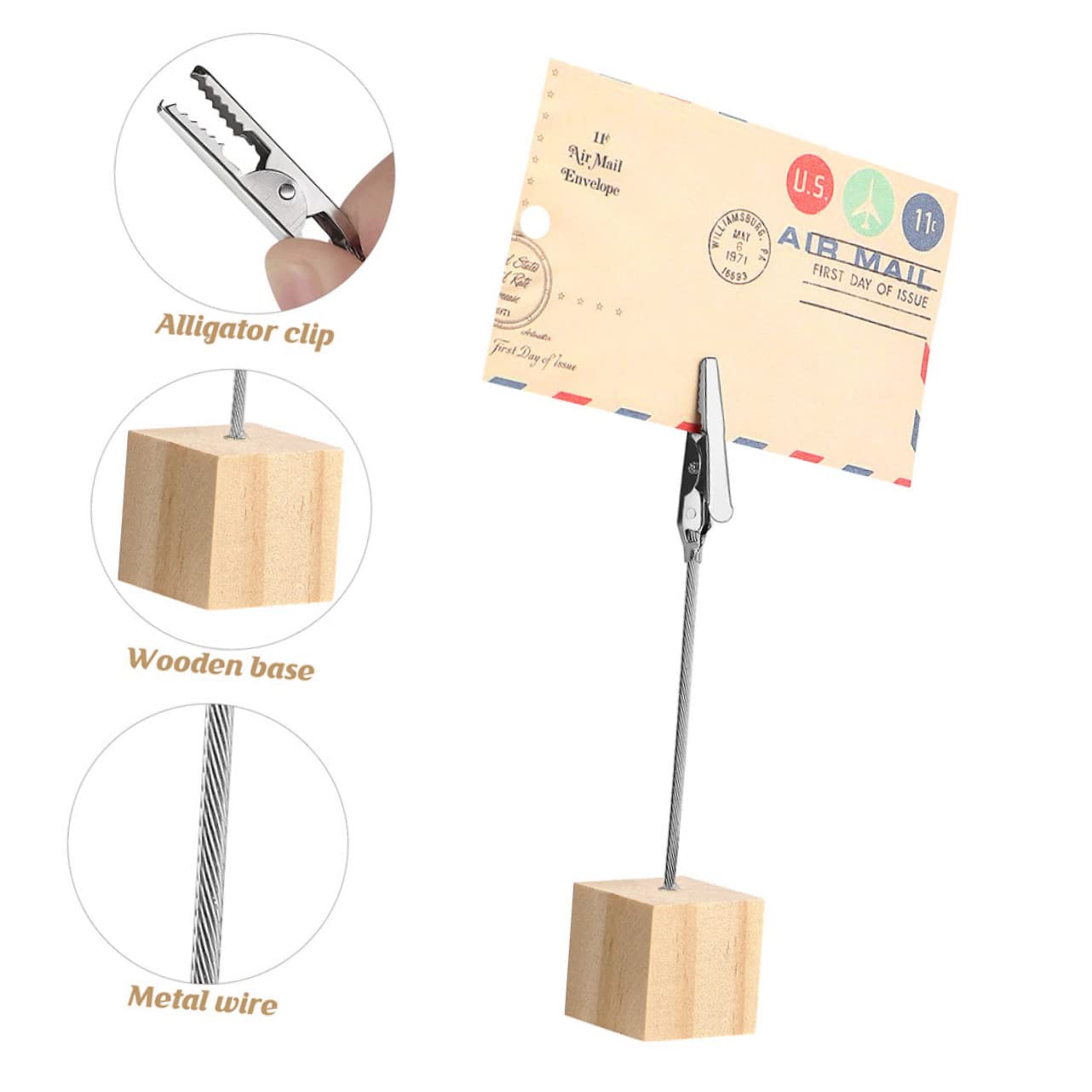 Ciieeo 5sets Tabletop Message Clips Versatile Card Holders for Memo Display Rustic Design for Office Home and Events Easy to Use and Stylish Decor 6pcs*5