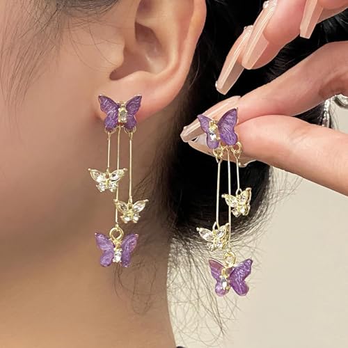 Butterfly Earrings for Women Clip on Earrings Cute Earrings Y2K Jewelry Purple Earring Fairy Earrings for Women's Jewelry Best Christmas Gifts 20253