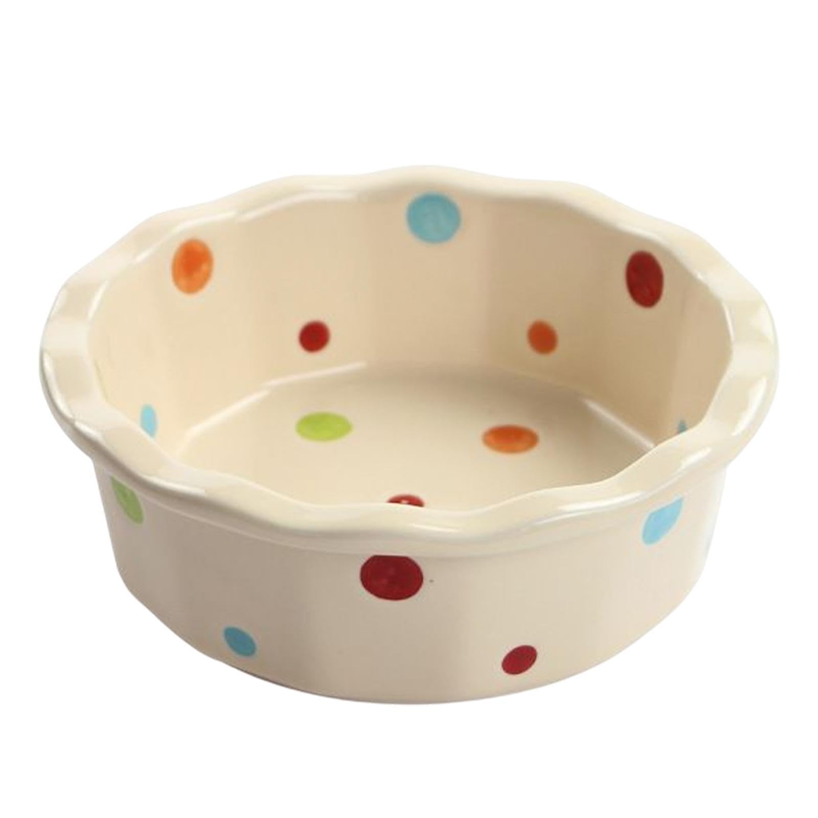 lmoikesz Whimsical Polka Dot Pet Bowls Suitable For Cats Dogs Spacious Feeding Bowl Watering And Daily Feeding Needs At Home Dispenser Dog Supplies Walking Camping Outdoor, Beige, 14x5cm