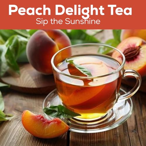 Image of Peach Delight Tea (15 Pyramid Tea Bags) - Fruity & Refreshing | Low Caffeine | Deliciously Vibrant Blend | Herbal Tea | Green Tea
