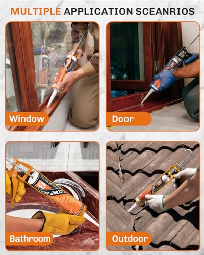 Image of WELLUCK Dark Brown /Espresso Silicone Caulk, 100% Waterproof Caulking Silicone Sealant Flexible Adhesive, Matches Walnut, Mahogany, Jacobean, Dark Stained Oak, and Other Dark Wood finishes