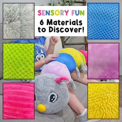 Image of MEAVIA Cuddlebug Caterpillar Body Pillow Sensory Snuggle Vibrating Plush, 35 inch Jumbo Stuffed Toy, FEELix Collection