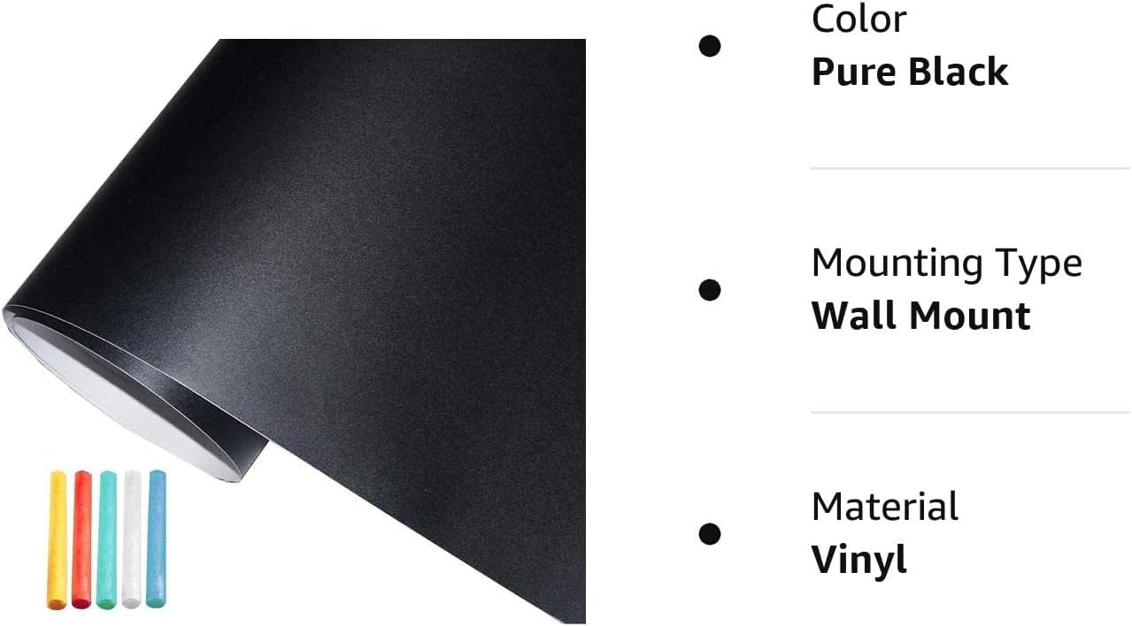 Kshavi Adhesive Board Sticker, Chalk Board Paper Roll Peel & Stick Removable Self Adhesive Poster Paper Vinyl Wall Decal Poster with 5 Chalk Sticks (Black) 4