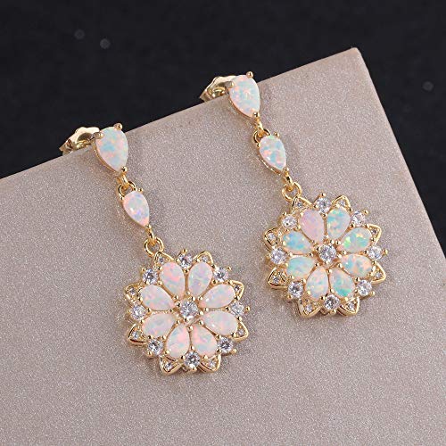 CiNily 18K White Gold Plated Opal Sutd Drop Earrings for Women Ladies Gemstone Dangle Earrings Opal Jewelry Gifts2