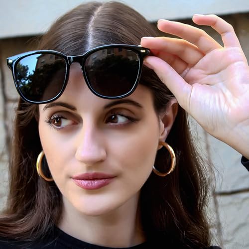 IGnaef® Trendy Polarized Sunglasses for Women, Square Mirrored UV Protection Anti Glare Sun Glasses for Outdoor IF18512