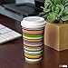 Ilyapa 50 Pack - 16 oz Disposable Coffee Cups with Lids - To Go Hot Coffee Cup, Insulated & Recyclable Striped Multicolor Ripple Paper Travel Cups