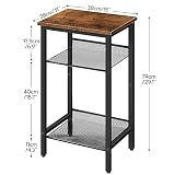 HOOBRO Stolik pomocniczy, stolik pod telefon z 2 regulowanymi półkami z siatki 38 x 28 x 74 cm, stolik kawowy, wzornictwo przemysłowe, ciemnobrązowo-czarny EBF01DH01G1