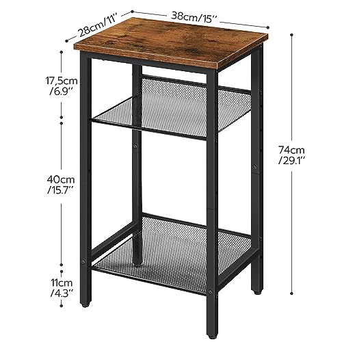 HOOBRO Beistelltisch, Telefontisch mit 2 verstellbaren Gitterablagen 38 x 28 x 74 cm, Sofatisch, Kaffeetisch, Industrie-Design… – Ansicht 3