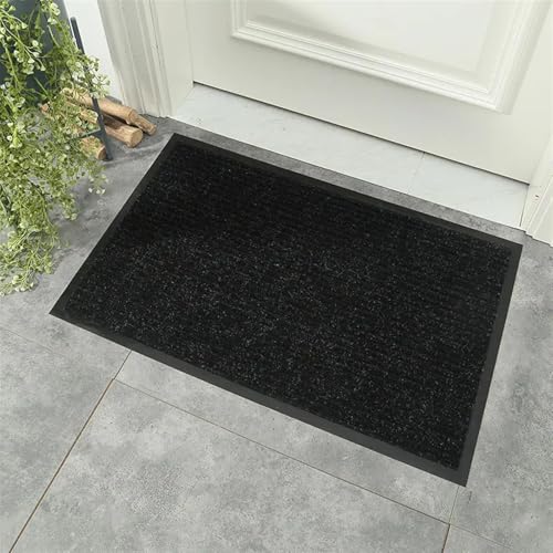 Tapis d'entrée classique à doubles rayures gris pour maison et bureau - 5