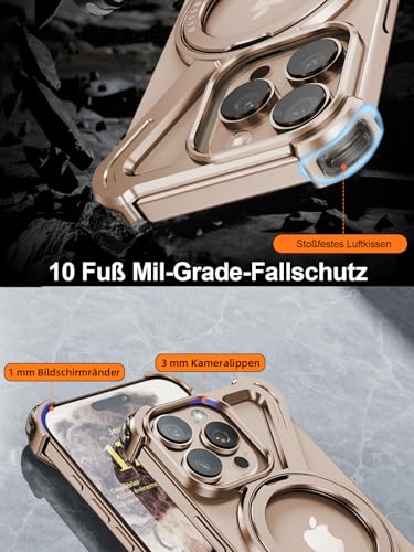 Coque iPhone 16 Pro Z Shape en aluminium avec support rotatif 360