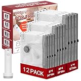 Rechargeable Wireless Pump Travel Storage Bags Set, 12 Combo (4S/4M/4L) Portable Space Saver Bags for Travel & Home, Vacuum Compression Packing Seal for Clothes, Blankets, Home Seasonal Storage