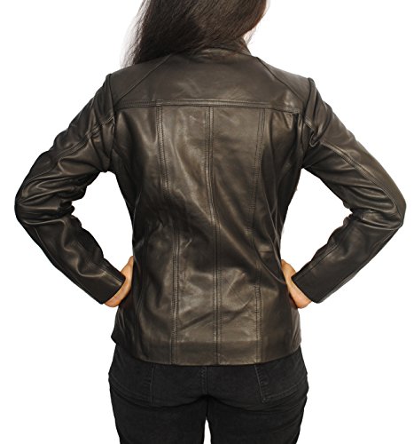 Women's Lambskin Leather Short Peacoat Jacket4
