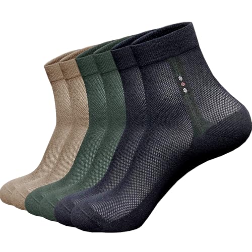 6 Pack Men Dress Socks Cotton Mesh Ventilating Ankle Length Thin Breathable Summer Business Footwear for Men