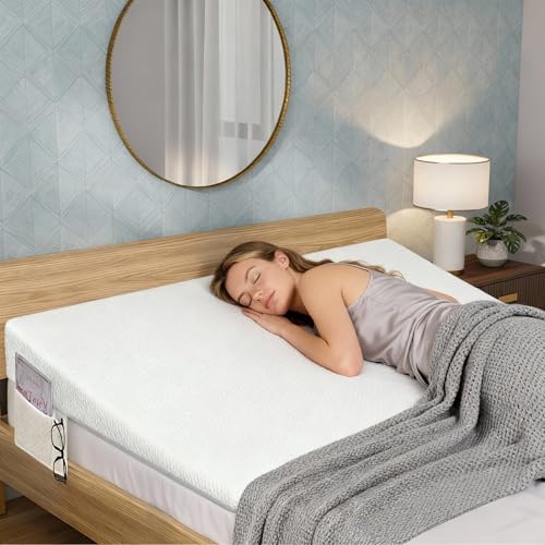 Cinnvoice Adjustable Wide Size Bed Wedge Pillow, 5in Queen Size Wedge Mattress Topper Lifter...