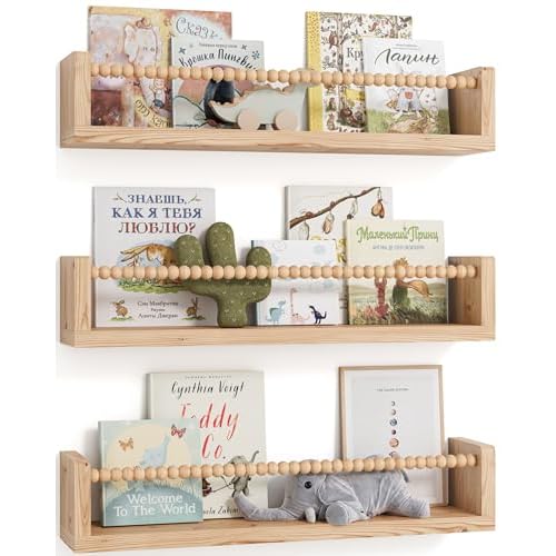 Nursery Book Shelves, Set of 3, Floating Shelves for Toddler, Nursery Decor