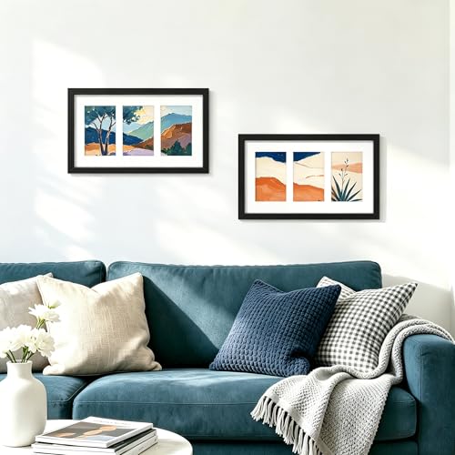 Image of DUENPY 2-Pack 8x14 Collage Picture Frames, 4x6 Collage Picture Frame Displays Three 4x6 inch Photos, or 8x14 (Without Mat) for Available Horizontal Wall Mounting Display and Vertical, Black