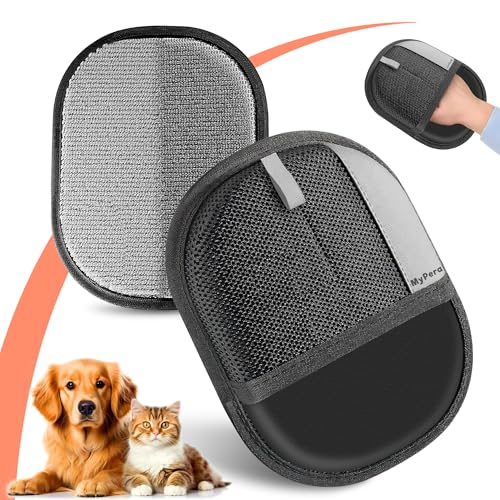 MyPera Pet Hair Remover Gloves for Cats & Dogs, Electrostatic Pet Hair Removal Gloves Brush for Pets Hair, Upgraded Animal Fur Removal Tool, Reusable Cats & Dogs Grooming Gloves for Hair Removal (2)