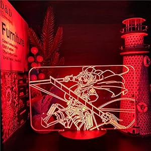 JYDNBGLS Meisjes Nachtlampje voor Meisjes Jongens Anime Figuur Verlichting Lamp Aanval Op Titans Levi Ackerman…