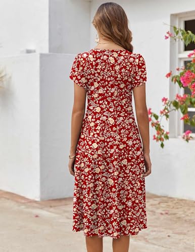 Image of ZEAGOO Womens Casual Dresses for Summer Short Sleeve Flare Midi Dress Loose Flowy Beach Sundress