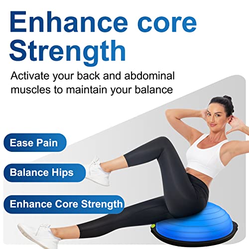 Image of Balance Ball Trainer-Half Ball for Yoga with Resistance Band and Foot Pump, Improve Workout Half Balance Ball,Exercise Balance Ball for Stability Training and Home Gym
